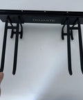 Close-up of Garage Wall Organizer With Heavy Duty Wall Mounted Tool Racks for garage, basement, workshop; black steel construction.