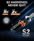 S2 steel torx bit from Heavy Duty 36 Piece Impact Torx Bit Set With S2 Steel One Quarter Inch Driver Bits showing durability and strength.