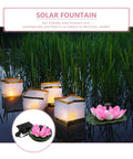 Solar Powered Floating Lotus Fountain For Fish Tanks And Gardens, No Fuss Automatic Start with lily pad in garden pond.