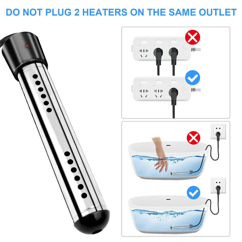 2000W Immersion Water Heater Portable Bucket Heater with LCD Thermometer and Stainless Steel Guard Submersible usage guide