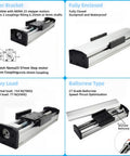Workhorse Fully Enclosed Linear Stage Table With Dust Cover, 8 Inch Stroke Travel, 14.6 Inch Total Length, 1605 Ballscrew, Double Slide Rails, Waterproof And Dustproof Cleanroom Ready Linear Guide For CNC Machining And Robotic Applications, enclosed linear stage