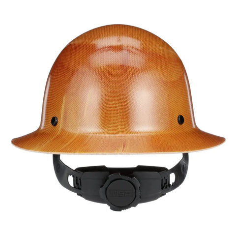 Front view of Skullgard Worksite Ready Full Brim Hard Hat With Fas Trac III Ratchet Suspension Non Slotted Phenolic Resin Construction For Radiant Heat Up To 350F Natural Tan Standard Size