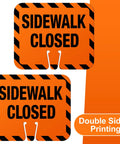 Heavy Duty Plastic Sidewalk Closed Signs Bulk 6 Pack with double sided printing in bright orange for traffic control