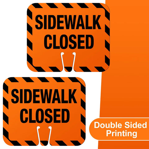 Heavy Duty Plastic Sidewalk Closed Signs Bulk 6 Pack with double sided printing in bright orange for traffic control