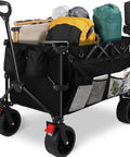 Collapsible Utility Wagon With Extra Deep Seven Cubic Feet Of Space 400 Pound Capacity Heavy Duty Foldable Beach Cart With Large Wheels And Pockets