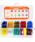Heavy Duty Automotive Blade Fuses Assortment Kit With Puller 3 To 40 Amp Set For Plug And Play Repairs Quick Swap Vehicles No Drama Garage Go To Solid Build in transparent case with 80 assorted fuses.