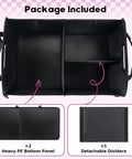Package includes heavy PE bottom panels and detachable dividers for 72L Trunk Organizer With Waterproof Design And Non Slip Bottom Strips