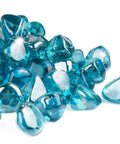 Caribbean Blue 20 Pound 1 Inch Fire Glass Diamonds For Gas Fire Pit And Fireplace, High Luster Sparkling Glass Rocks