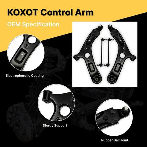 Front Lower Control Arm Ball Joint And Sway Bar End Links Kit For Kia Soul 2014 2019 And Soul EV 2015 2019 Replacement Assembly Includes Driver And Passenger Sides OE K623345 K623346 K750523, black steel
