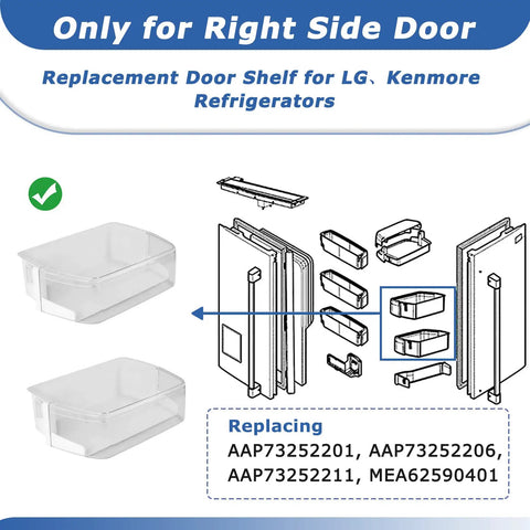 Diagram showing Fridge Door Bin Replacement AAP73252202 Fits Many Refrigerator Models Durable Plastic Storage Bin Easy Install