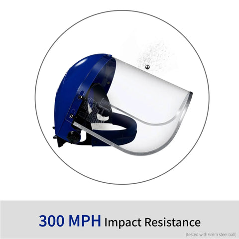 Full Face Safety Shield With Clear Extrusion-Grade Polycarbonate Visor, Built Tough and Impact Resistant, side view