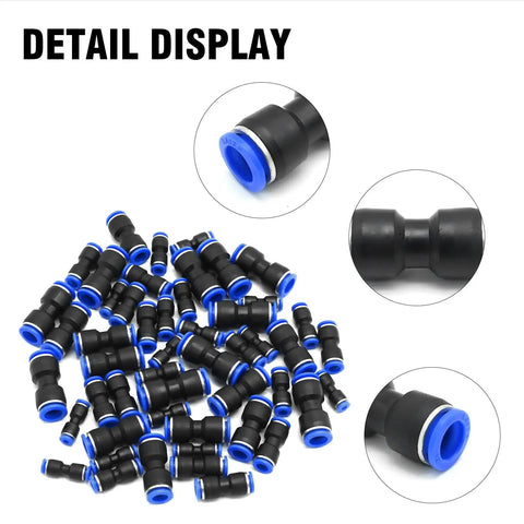 50 Pieces Quick Connect Air Hose Fittings For 4mm 6mm 8mm 10mm 12mm Tubing Easy Push To Connect Pneumatic Airline Connectors Plastic