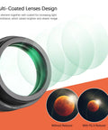Multi-coated lens design of Focal Reducer F6.3 For C Series Schmidt-Cassegrain Telescopes with comparison image of skywatching effect.