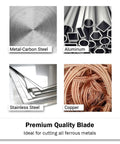 Various metals suitable for cutting with 50 Pack 4 1/2 Inch Ultra Thin Cut Off Wheels For Metal Cutting Stainless Steel Aluminum 0.040 Inch