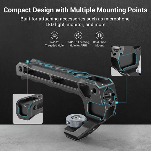Lightweight Top Handle Grip For DSLR Camera Cage Universal Cold Shoe Base With Five Adapters Ultra Light 129g Aluminum Alloy Rig