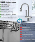 Premium Brushed Nickel Pull Down Kitchen Faucet With Built In Water Filter And Activated Carbon Ultrafiltration Spray Head Yields Crystal Pure Drinking Water with dual spouts and sleek design.