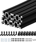 2040 Aluminum Extrusion V Slot 20x40 Black 4 Pack 300mm Length with Corner Bracket Kit for 3D Printers CNC and DIY Framing