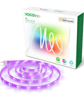 Vocolinc smart LED strip lighting with packaging visible, compatible with Apple HomeKit, displaying purple light.