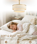 Boho Fandelier Ceiling Fan with Light, Gold Chandelier Fan and Remote hanging above a sleeping child in a cozy bedroom.