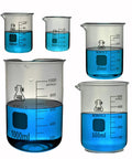 Heavy Wall Borosilicate Glass Beaker Set Go To Five Piece Lab Gear 50ml 100ml 250ml 500ml 1000ml Low Form Graduated Beakers With Pouring Spout Durable Glassware For Chemistry Class And Research