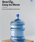 Strong load-bearing water cooler on a mobile platform, easy to move with wheels for convenience and stability.