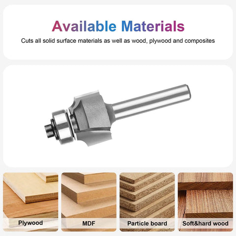 Top Shelf 1/8 Inch Radius Roundover Router Bit With Sharp Carbide Cutting Tips And Rock Solid Bearing Guide For Dead On Edge Smoothing On Plywood MDF And Hardwood