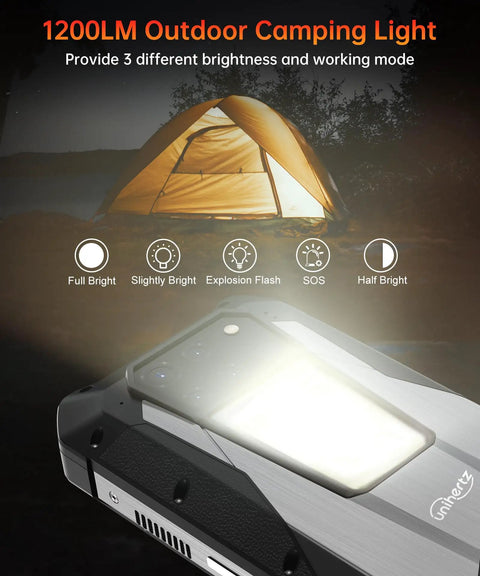 Close-up of Badass Rugged Smartphone With 5G And Knockout 23800mAh Battery Running Android 15 featuring outdoor camp light mode.