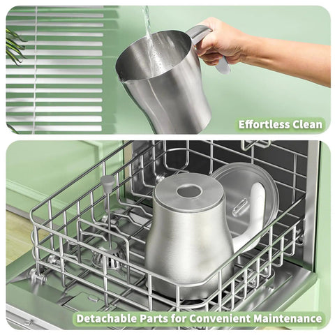 Barista Grade Milk Frother With Variable Temperature And Froth Thickness in dishwasher; 21 oz capacity, stainless steel finish