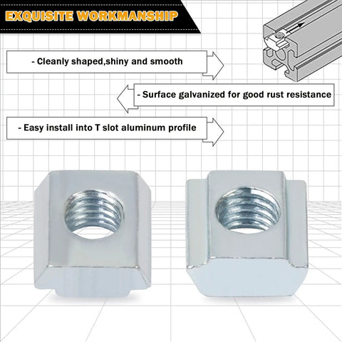 Sliding T Nuts M4 Thread For 2020 Series T Slot Aluminum Extrusion 6mm Profile Hammer Head Slide In Zinc Plated Carbon Steel