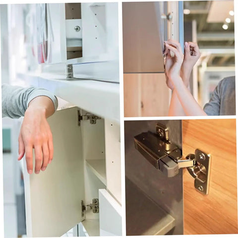 Eight Piece Set Slow Close Cabinet Hinges With Clip Top Retrofitting Inserts For Doors And Furniture installation image