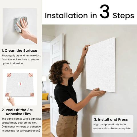 Installation process showcasing 8 Pack Dreamy Blue Ocean Wave Acoustic Wall Panels Self Adhesive Sound Absorbing for home studio.