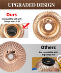 5 Piece Wood Carving Disc Set For 4 Inch Or 4.5 Inch Angle Grinders With Five Eighths Inch Arbor Universal Wrench Includes Reducing Bushing To Fit M10 And Wood Shaping Cutting Wheels And Grinding Disks For DIYers featuring upgraded design for compatibility with flange nuts.