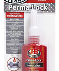 JB Weld Perma Lock High Strength Threadlocker Red 36 ml bottle for heavy duty bolts and fasteners in packaging