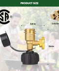Side view of brass 2 Pack Propane Tank Level Gauge Indicator For LP Tanks 5Lb To 40Lb With QCC1 Type Leak Detector