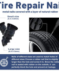 24 Pcs Tire Plug Repair Kit with Key Tools and 120ml Powerful Patch Glue for Instant Puncture Seals 2 sizes of rubber nails for tire repair