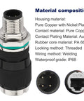 M12 To RJ45 10Gbps Ethernet Adapter For Industrial Automation And Outdoor Sensor Networks Rugged Shielded Cat6a IP68