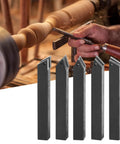 Five-piece dark gray carbide turning tool insert set, indexable blades for lathe turning tools