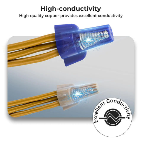 High conductivity of Tan Winged Wire Connectors 550 Pcs Pack for 22 8 AWG with highlighted copper interior