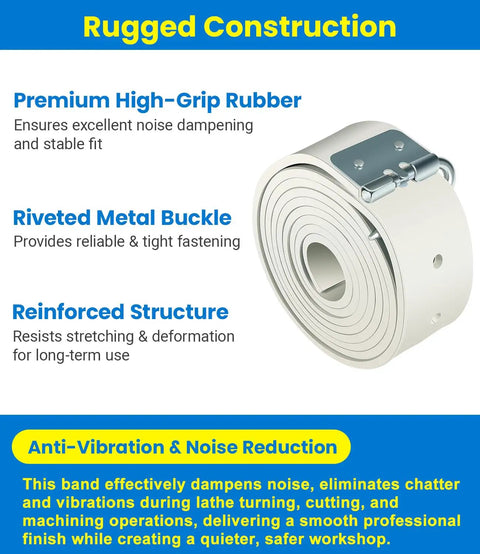 Brake Drum Silencer Band For Brake Lathe 6 Ft X 1.75 In X 0.125 In Heavy Duty Rubber Vibration Belt with metal buckle