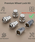 Honda Wheel Lock Kit 6 Piece M12x1.5 Anti Theft Lug Nuts With 2 Keys Ball Seat For All Honda Factory Wheels Fits Civic CRV Accord HRV Pilot Passport Odyssey