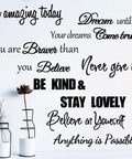 Motivational Wall Decals Set Of Seven Inspirational Quotes For Women And Girls Home Decor Believe In Yourself Be Amazing Today