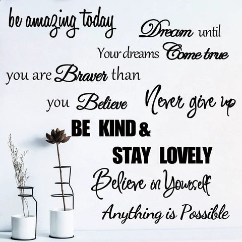 Motivational Wall Decals Set Of Seven Inspirational Quotes For Women And Girls Home Decor Believe In Yourself Be Amazing Today