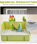 Spacious Expandable Indoor Bird Bath Fountain With Automatic Circulating Faucet And USB Pump Large Bird Bath For Parrots And Small Birds Easy Clean Green showing birds splashing under fountain.