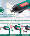 Cordless Electric Screwdriver With 6Nm Torque And 2000mAh Battery USB Quick Charge 20 Accessories, showing magnetic chuck use