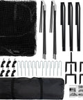 Components of Portable Baseball And Softball Batting Cage Net With Frame For Backyard Practice, including net, poles, and bag
