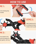 Step-by-step instructions for using the Beefy Heavy Duty Leather Hole Punch Tool Set with multi-size punches for clean holes.