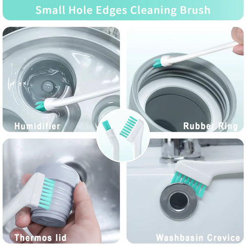 Eight In One Cleaning Brush Set For Tight Spaces used on humidifiers, thermos lids, rubber rings, washbasin crevices