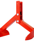 Heavy Duty Drum Lifter Clamp For 55 Gallon Steel Barrels With Quick Load Release Mechanism And Solid 1100 Lbs Capacity Grip, red metal design.