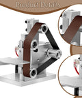 Electric Mini Belt Sander Bench Grinding Machine Automatic Belt Correction Adjustable Speed High Power Polishing Tool detail with belt and frame.