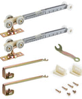 Heavy Duty Pocket Door Soft Close Bracket With One Inch Tri Wheel Hanger Rig For Seamless Bidirectional Glide No More Slamming Just Smooth As Butter Sliding Action Always, kit with wheels and hardware.
